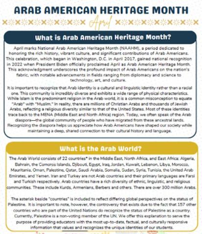 Arab American Heritage Month